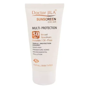 کرم ضد آفتاب SPF50 بی رنگ مولتی پروتکشن دکتر ژیلا 50 میلی لیتر